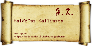 Halász Kalliszta névjegykártya